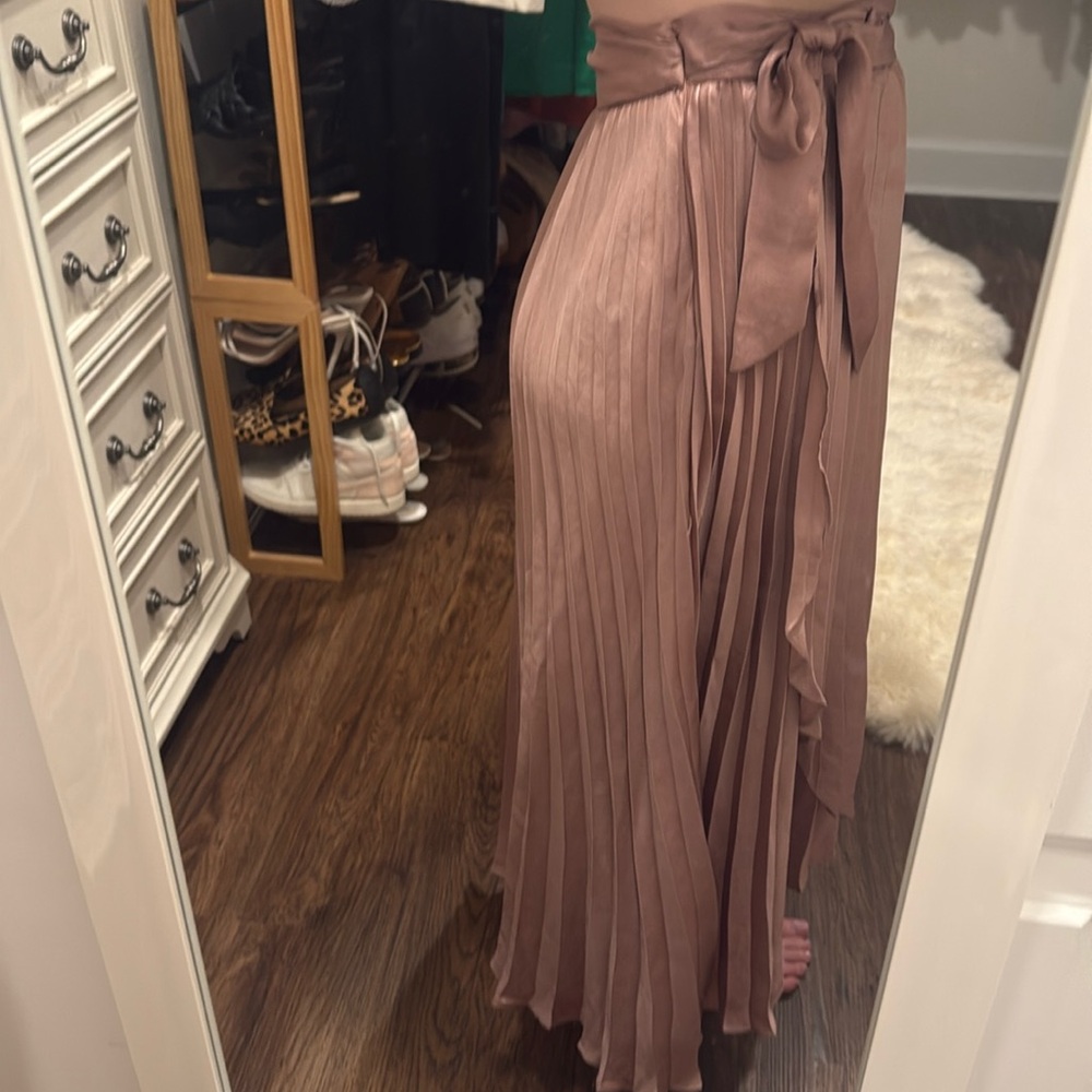 Maeve - Anthropologie Pink Metallic Wrap Skirt Mid Length Size 4